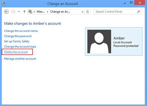 Delete account option .